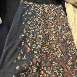 Anthropologie Maeve Floral Patterned Blue and dark red Skirt L